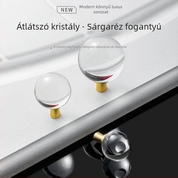 Kristályos sárgaréz fogantyú gömbölyű, kör alakú, egylukú rögzítéshez, európai stílusú bútorokhoz