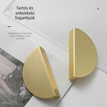 Félkör alakú fogantyú alumíniumötvözetből, kefés arany felület, európai stílusú, modern minimál fürdőszoba szekrényajtóhoz, 64 lyukú