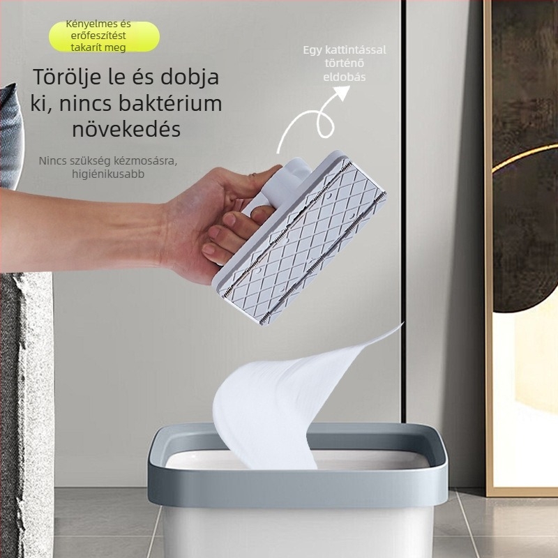 Mini lapos mop klippel, érintésmentes használat, hordozható otthoni tisztítás, mikroszálas