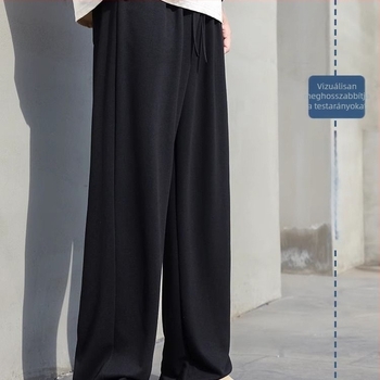 Férfiak számára készült ice silk nadrág nyárra: vékony, lazán, sokoldalú, drapált esésű, széles lábszárú, hosszú, casual.