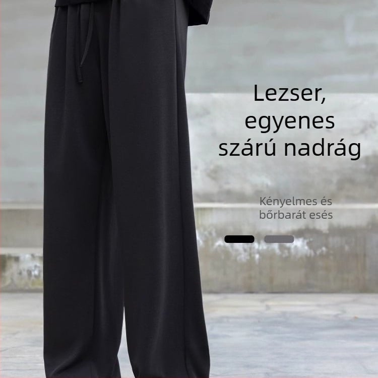 Férfiak számára készült ice silk nadrág nyárra: vékony, lazán, sokoldalú, drapált esésű, széles lábszárú, hosszú, casual.