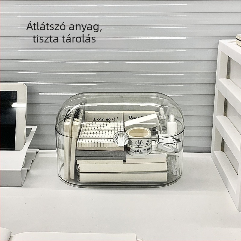 Asztali átlátszó tároló doboz írószerek, kozmetikumok, bőrápolás, maszkok és körömlakk számára