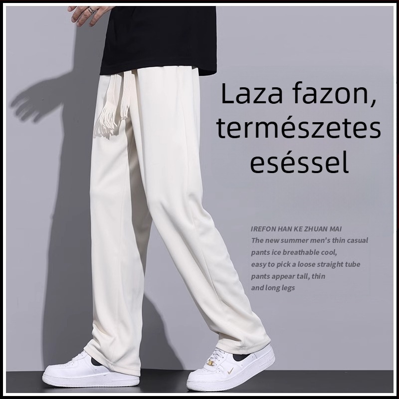 Férfi sportnadrágák, hétköznapi, hosszú, széles szárú, egyenes szabású, tavasz-nyárra