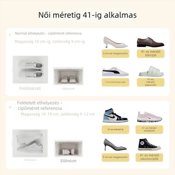 Átlátszó, erős műanyag cipősdoboz porvédett fedéllel, összecsukható tároló a cipők számára, helytakarékos