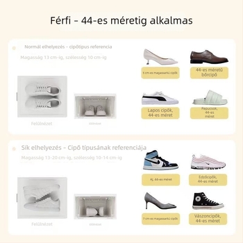 Átlátszó, erős műanyag cipősdoboz porvédett fedéllel, összecsukható tároló a cipők számára, helytakarékos