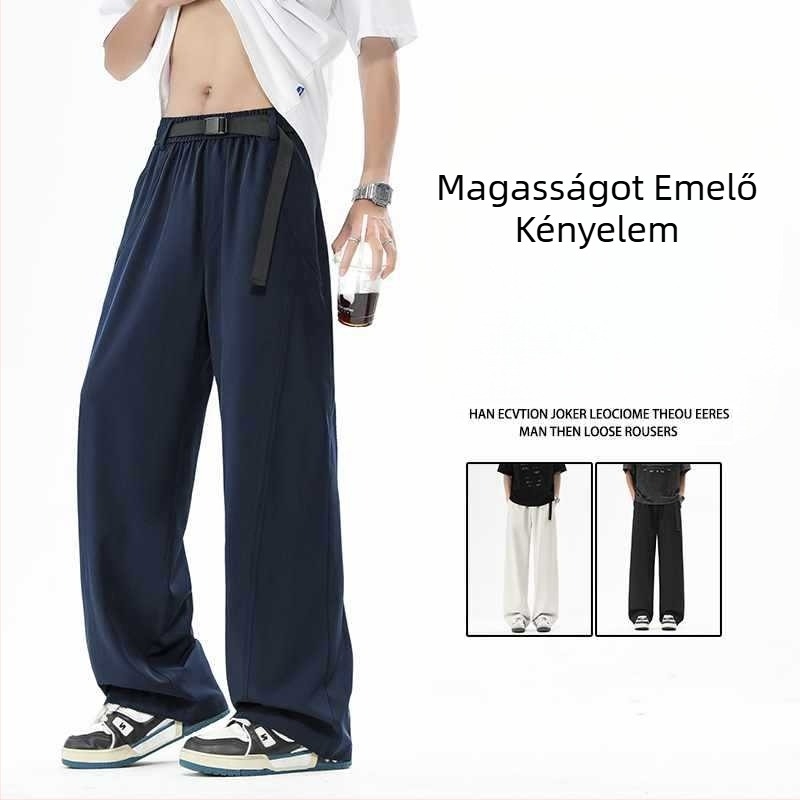 Férfi sabre-stílusú casual nadrág, 2025 nyár, vékony anyag, laza fazon, fekete és krém