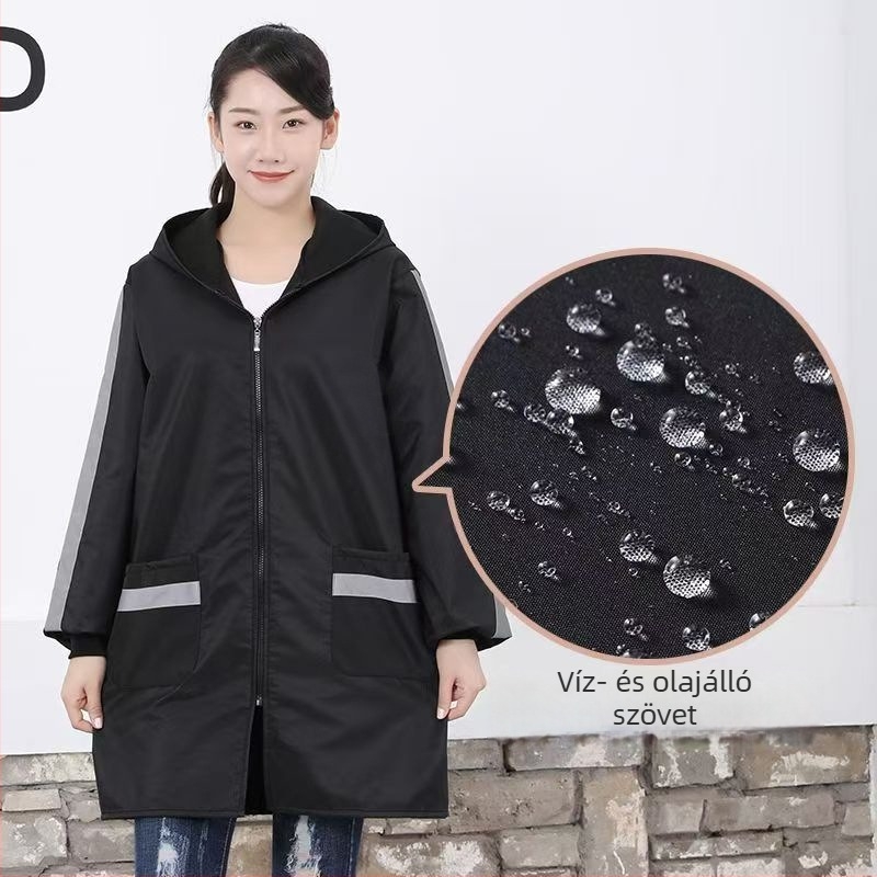 Uniszex kapucnis munkás dzseki fleece bélés, vízálló és foltálló, cipzárral