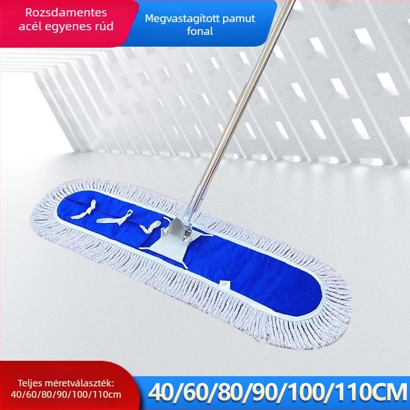 Portörlő mop pamutfonálból, teleszkópos rozsdamentes acél nyéllel, hossza 120–140 cm
