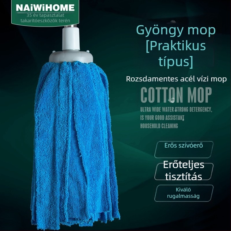 Háztartási padló-mop mikroszálas, nemszövött anyag, pamutfonal és rozsdamentes acél rúd, csavaró kivitel