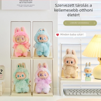 Labubu átlátszó bemutató doboz, halmozható, Bubble Mart blind box tárolásához