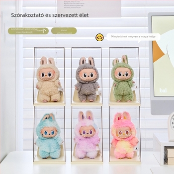 Labubu átlátszó bemutató doboz, halmozható, Bubble Mart blind box tárolásához