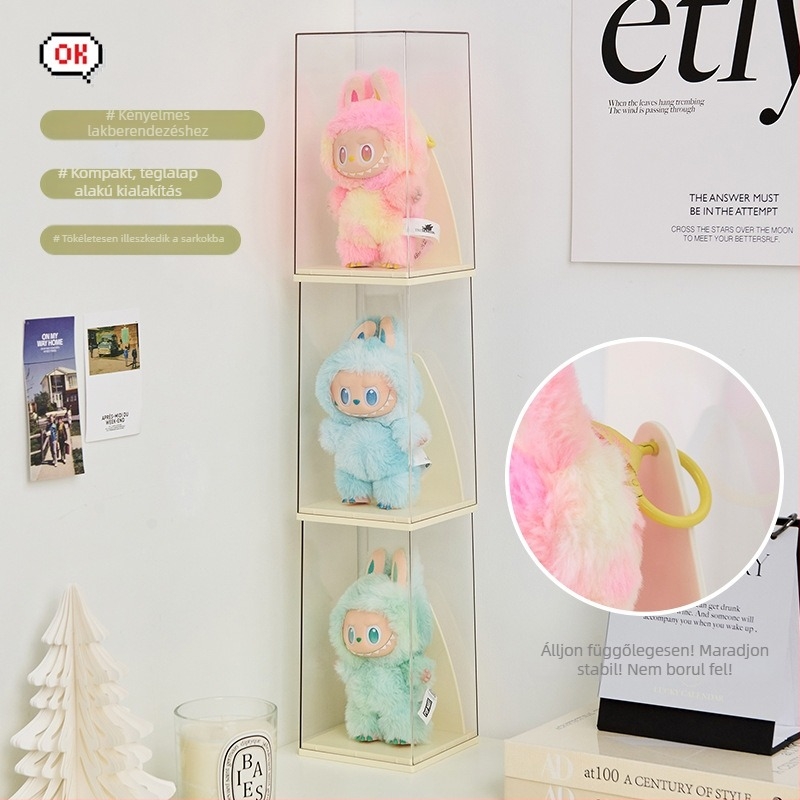 Labubu átlátszó bemutató doboz, halmozható, Bubble Mart blind box tárolásához