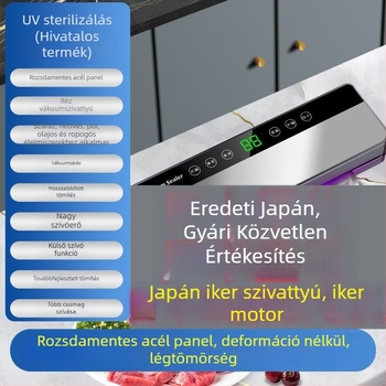 Rozsdamentes acélból készült, teljesen automata vákuumzáró gép háztartási használatra, élelmiszerek csomagolására és megőrzésére
