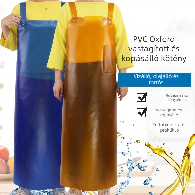Oxford PVC kötény márvány mintával, vízálló, olajálló, sav- és lúgálló, vastagított hús- és tengeri feldolgozáshoz