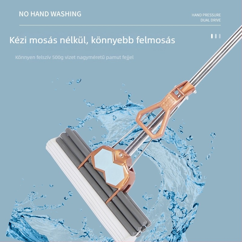 Otthoni görgős mop automatikus kinyomó mechanizmussal, finomrostos fejjel, nedvszívó