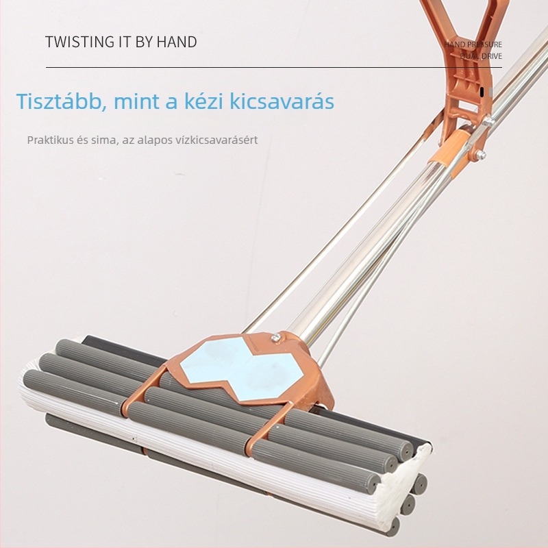 Otthoni görgős mop automatikus kinyomó mechanizmussal, finomrostos fejjel, nedvszívó