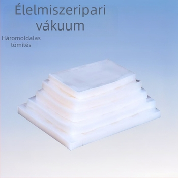 Élelmiszer-minőségű, átlátszó vákuumtasak, 7×10 cm, gépi zárás, három oldalról záródó