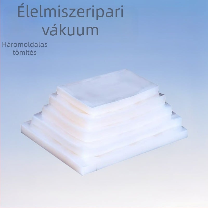 Élelmiszer-minőségű, átlátszó vákuumtasak, 7×10 cm, gépi zárás, három oldalról záródó