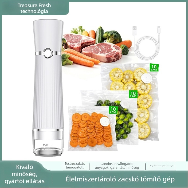 Kézi vákuumos záró készülék élelmiszer-zacskókhoz, hordozható, USB tápegység
