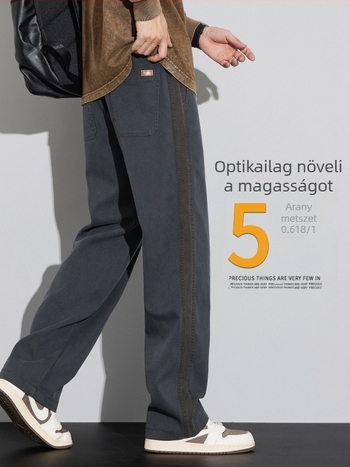 2025 Új férfi casual nadrág fleece-béléssel, ősz-télre, egyenes szabású, széles lábszárú, amerikai stílusú munkaruházat