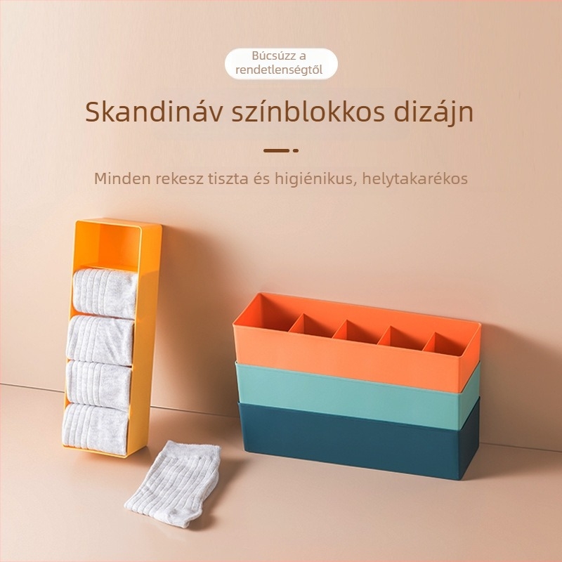 Műanyag fiókos tároló doboz zoknik és fehérneműk számára, hálószoba vagy kollégium számára, asztali rendező