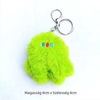 Plüss táska medál – aranyos kis szörnyeteg, rózsaszínű, brooch
