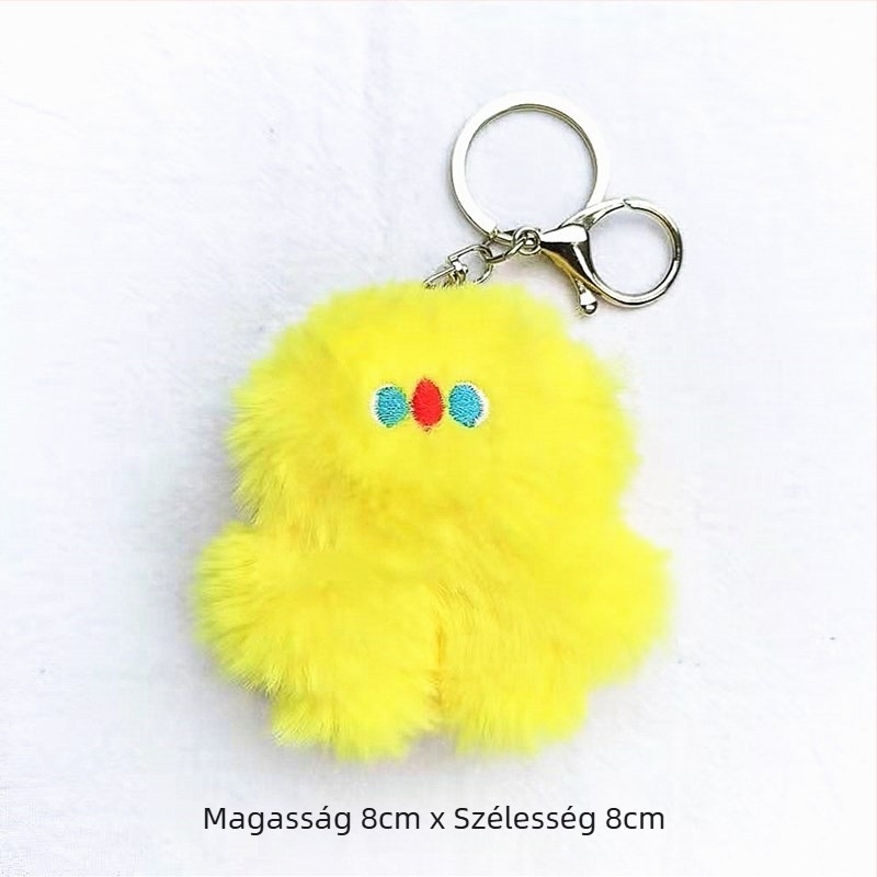 Plüss táska medál – aranyos kis szörnyeteg, rózsaszínű, brooch