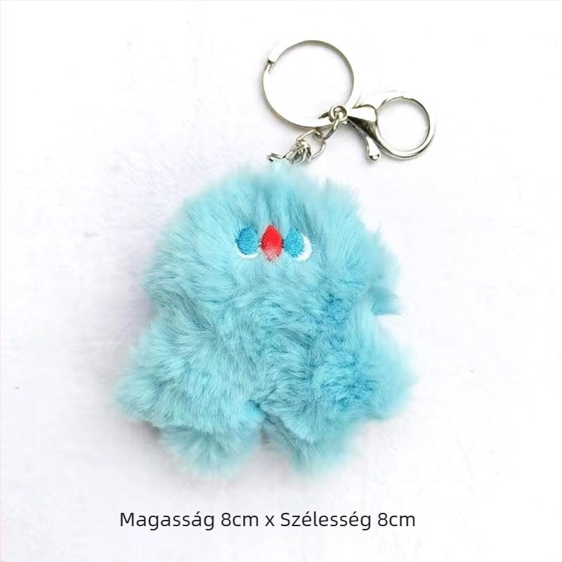 Plüss táska medál – aranyos kis szörnyeteg, rózsaszínű, brooch