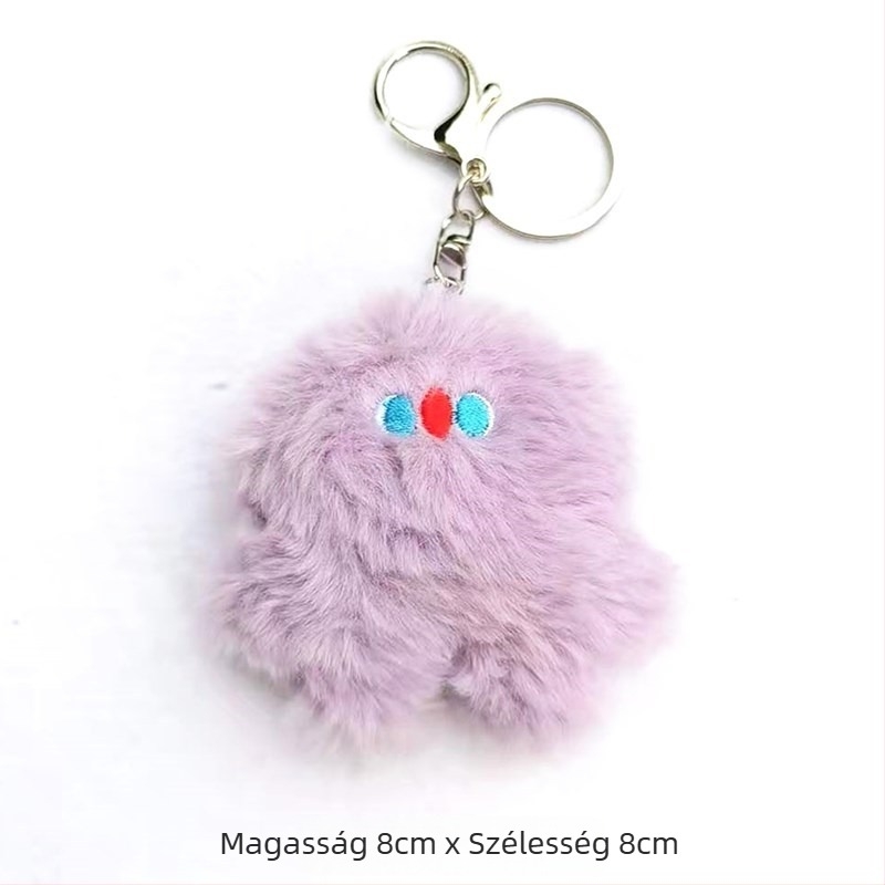 Plüss táska medál – aranyos kis szörnyeteg, rózsaszínű, brooch