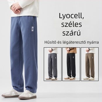 Férfiak számára lélegző Lyocell anyagú egyenes szabású casual nadrág, mindennapi viseletre