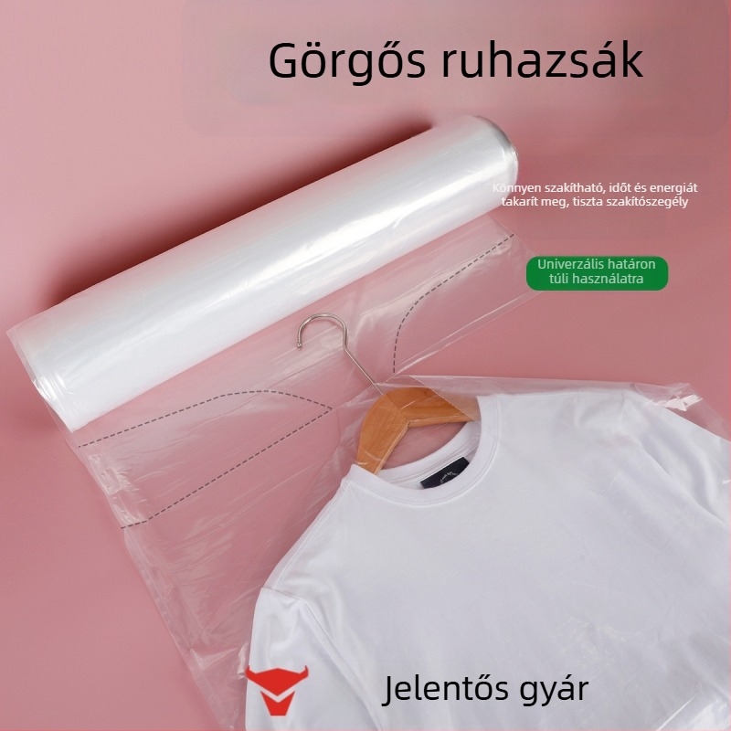 PE tekercses porvédő ruhákhoz akasztóra, átlátszó, vastagabb kivitel, testre szabható