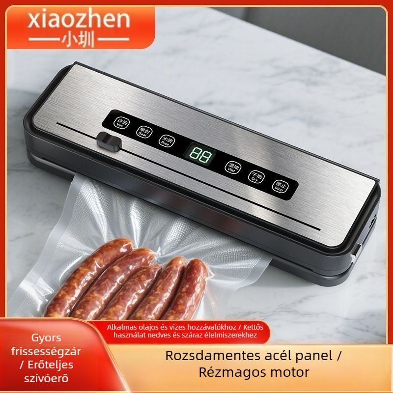 Rozsdamentes acélból készült, teljesen automata vákuumzáró készülék otthoni használatra, élelmiszer megőrzésére