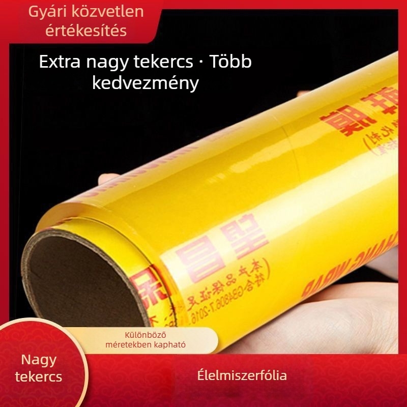 PVC élelmiszer-fólia háztartási használatra, nagy tekercs, többfunkciós, por elleni, 6 tekercs a csomagban