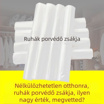 Átlátszó ruhatartó zsák felakasztható ruhákhoz, porvédő, otthoni tároláshoz, egyszer használatos