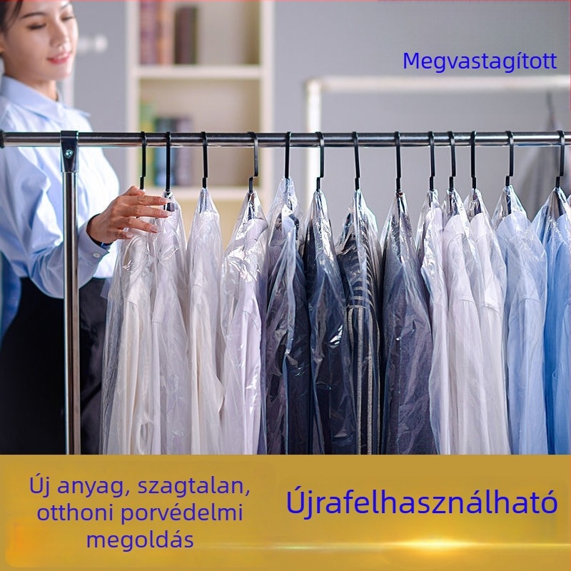 Átlátszó ruhatartó zsák felakasztható ruhákhoz, porvédő, otthoni tároláshoz, egyszer használatos