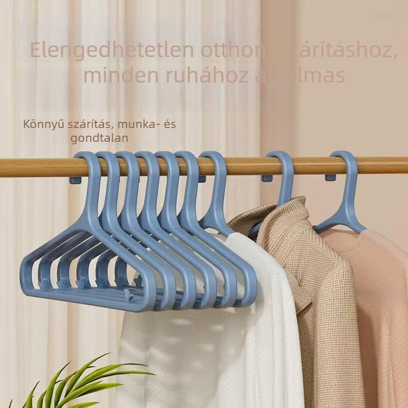 Vastagított csúszásmentes műanyag ruhafogas otthoni használatra, felnőtt ruhákhoz, kollégiumi használatra