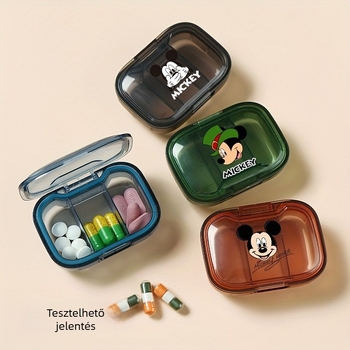 Hordozható mini tablettás doboz, kompakt méret, 3 rekesz – reggelre, délelőtt és estére