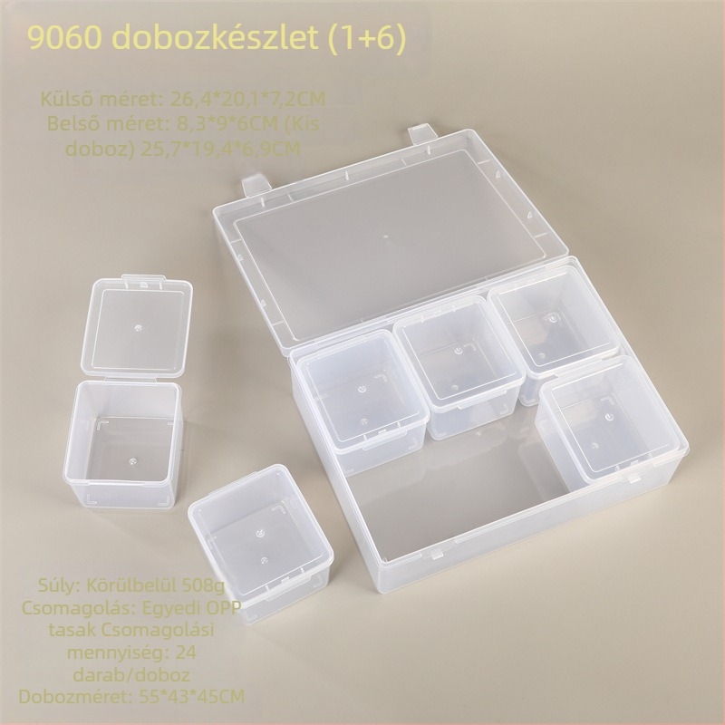 6 rekeszes műanyag tároló doboz gyöngyök és fém kiegészítők számára, önálló kis doboz, kézműves DIY ékszertároló, autóhoz
