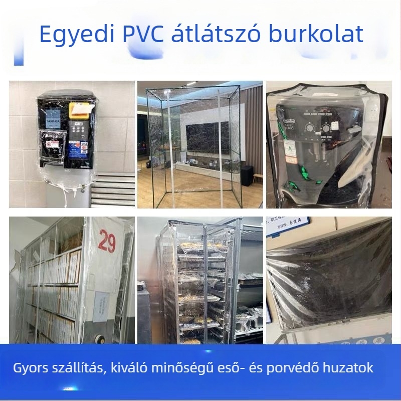 Átlátszó, vízálló PVC porvédő burkolat polcokra és berendezésekhez, külső gépek védőburkolata
