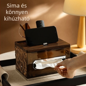Asztali szalvétatartó jégkristály mintával, könnyed luxus dizájn, távirányító-tároló és tablet szervező