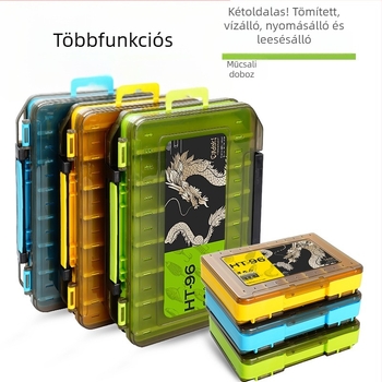Kétoldalas csali doboz, kétszintes vastag csali tároló, több rekesz, hordozható tengeri horgászathoz