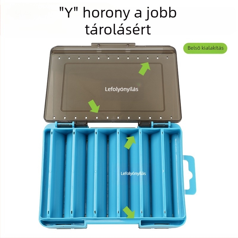 Kétoldalas csali doboz, kétszintes vastag csali tároló, több rekesz, hordozható tengeri horgászathoz