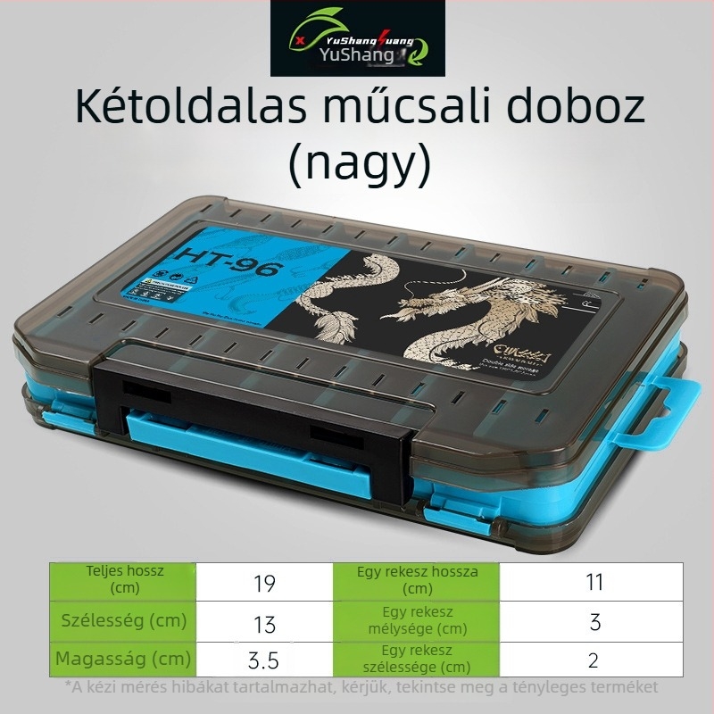 Kétoldalas csali doboz, kétszintes vastag csali tároló, több rekesz, hordozható tengeri horgászathoz
