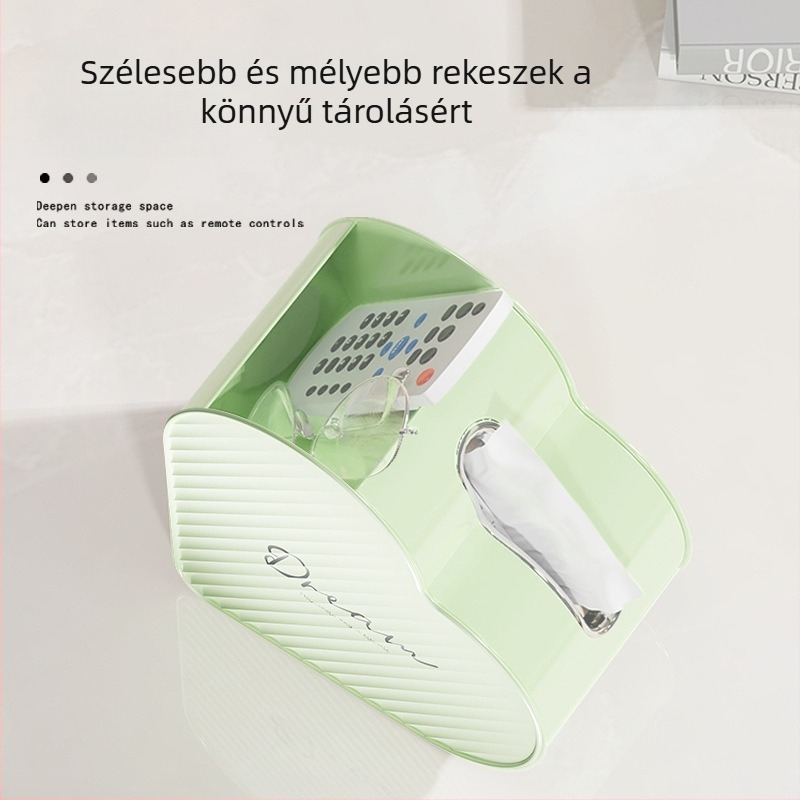 Minimalista műanyag papírzsebkendő-tartó otthoni használatra, nagy kapacitású, krém színű dizájn, nappali asztalra, rekeszekkel