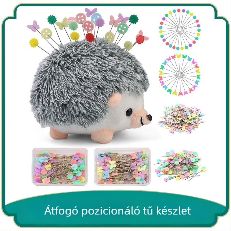 Műanyag pozicionáló tűk sün medállal a hímzéshez és ruhaszabásához – DIY készlet több méretben