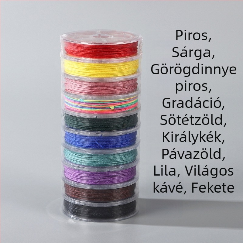 Színes jade zsinór, 12 m hosszú, 0,8 mm vastagságú, kézzel készített DIY, fonott karkötő zsinór kínai csomó stílussal
