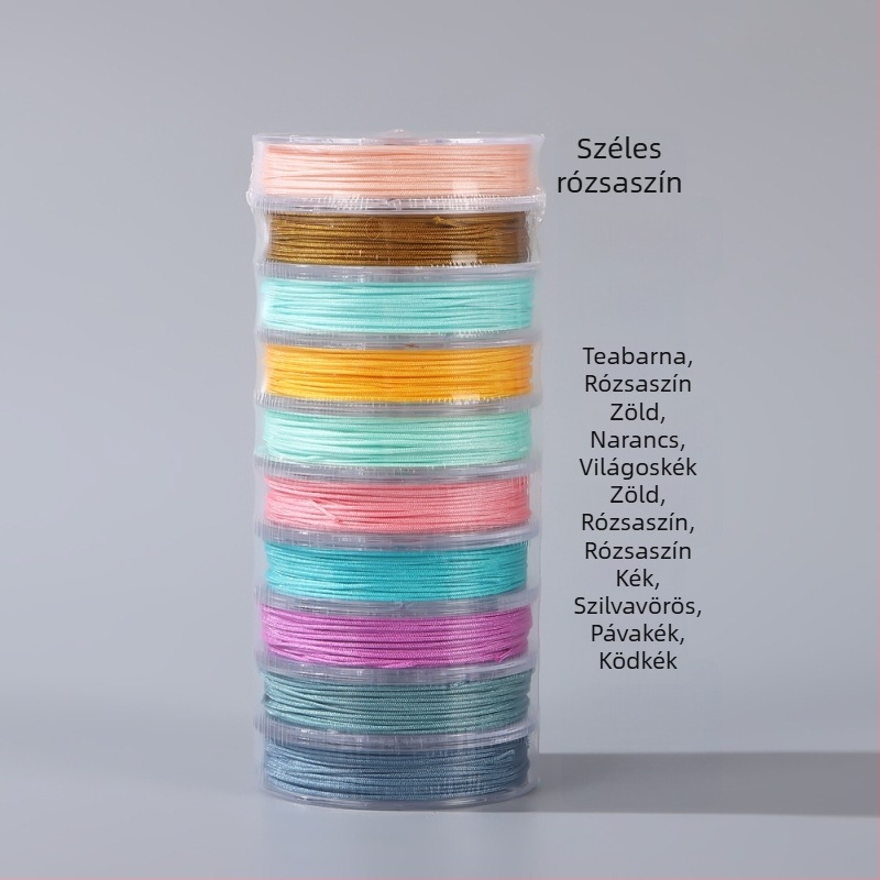 Színes jade zsinór, 12 m hosszú, 0,8 mm vastagságú, kézzel készített DIY, fonott karkötő zsinór kínai csomó stílussal