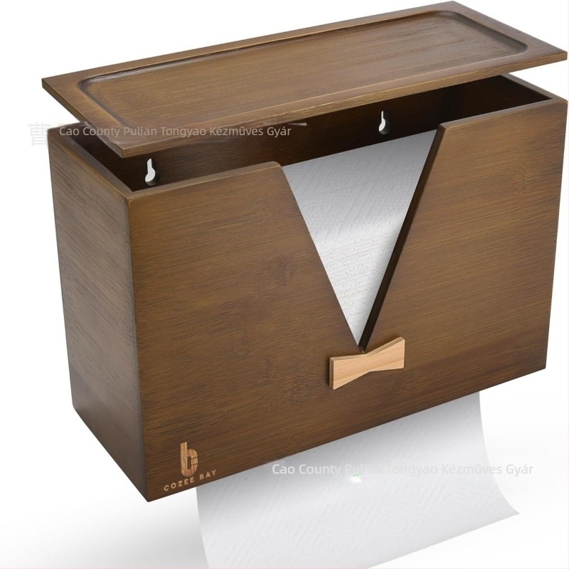 Fából készült asztali zsebkendő tartó – minimalist vintage stílus, asztali rendező