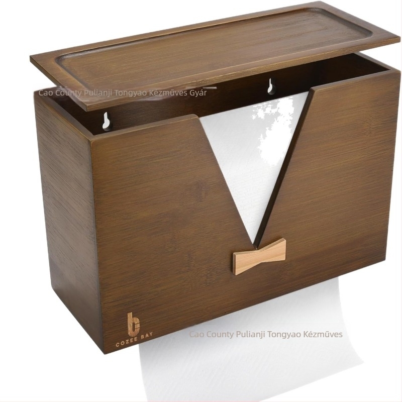 Fából készült asztali zsebkendő tartó – minimalist vintage stílus, asztali rendező