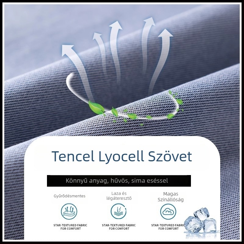 Férfi Lyocell Ice Silk anyagú casual nadrág, egyenes szabás, laza, széles szárú, nyárra